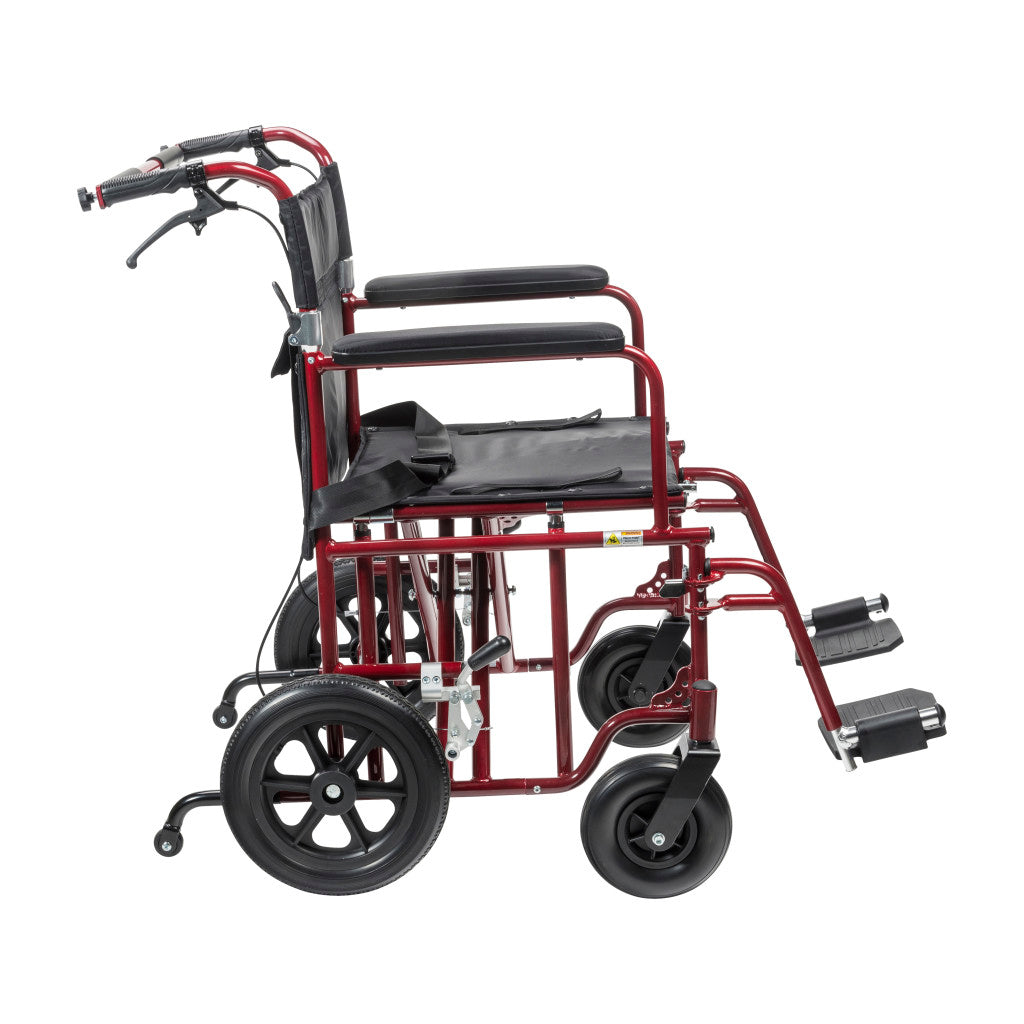 22" Bariatric Aluminum Transport Chair