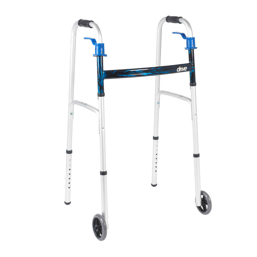 Deluxe, Trigger Release Folding Walker with 5" Wheels
