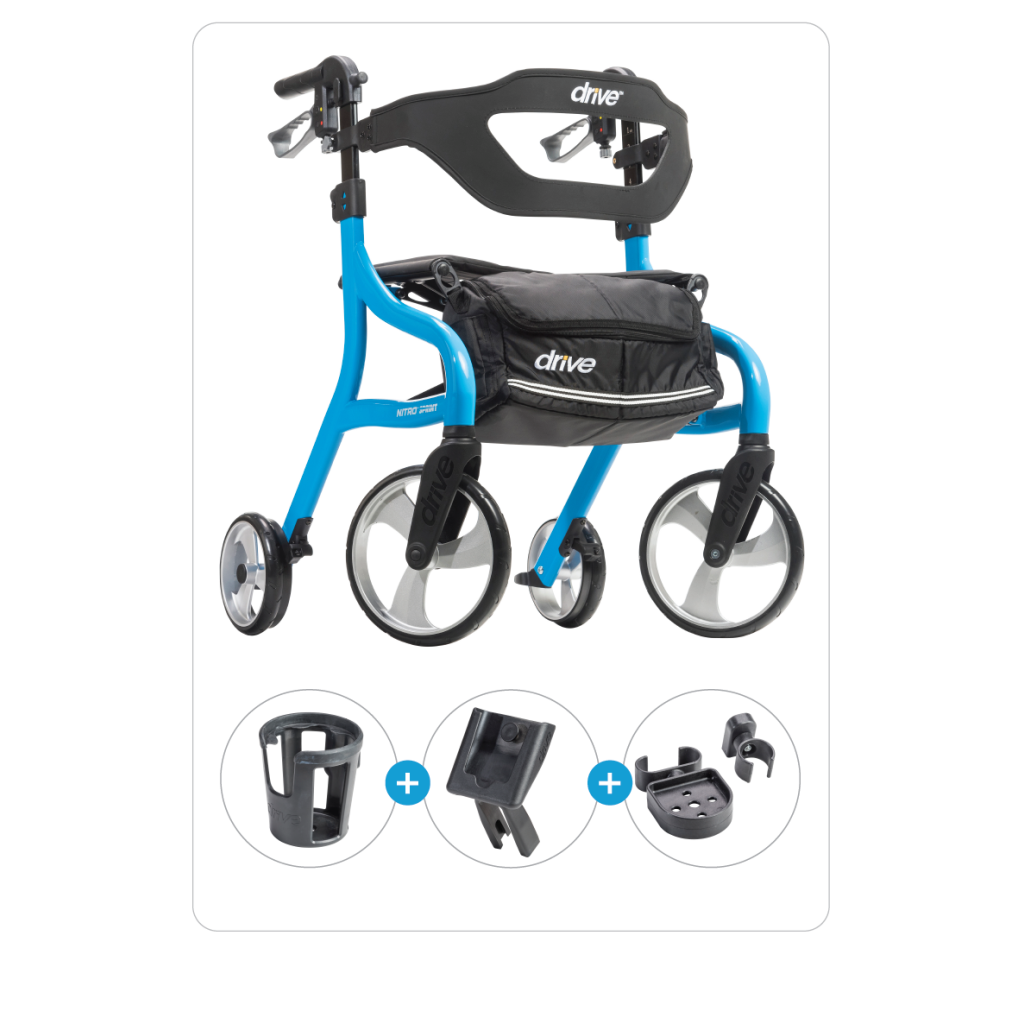 Nitro® Sprint Rollator with Cup Holder, Phone Holder and Cane Holder