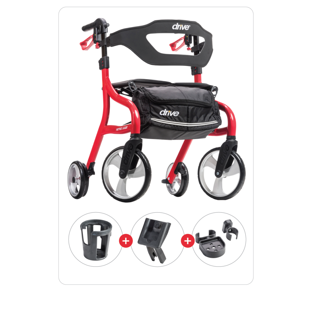 Nitro® Sprint Rollator with Cup Holder, Phone Holder and Cane Holder