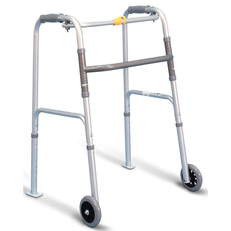 Airgo One Touch Button Folding Walker with 5" Wheels and Glide Skis