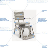 Invacare Aquatec Ocean Ergo XL Shower Commode with Collection Pan, Lid, and Pan Support
