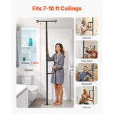 VEVOR Floor-to-Ceiling Transfer Pole, Tension Mounted Bathroom Grab Bar with Anti-Slip Curve Handle, 300 Lbs Capacity Security Pole for Elderly, Ideal Senior Safety Pole for 7-10 Ft Ceilings